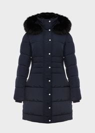 Dita Puffer Jacket With Hood, Navy, hi-res