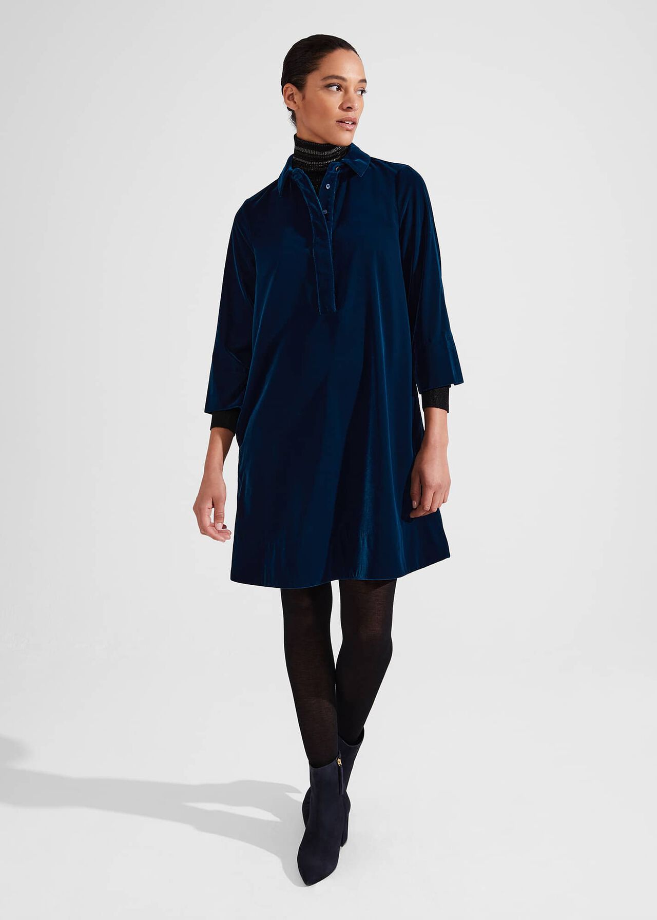 Velvet Marciella Dress, Steel Blue, hi-res