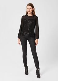 Zariah Sequin Top, Black, hi-res
