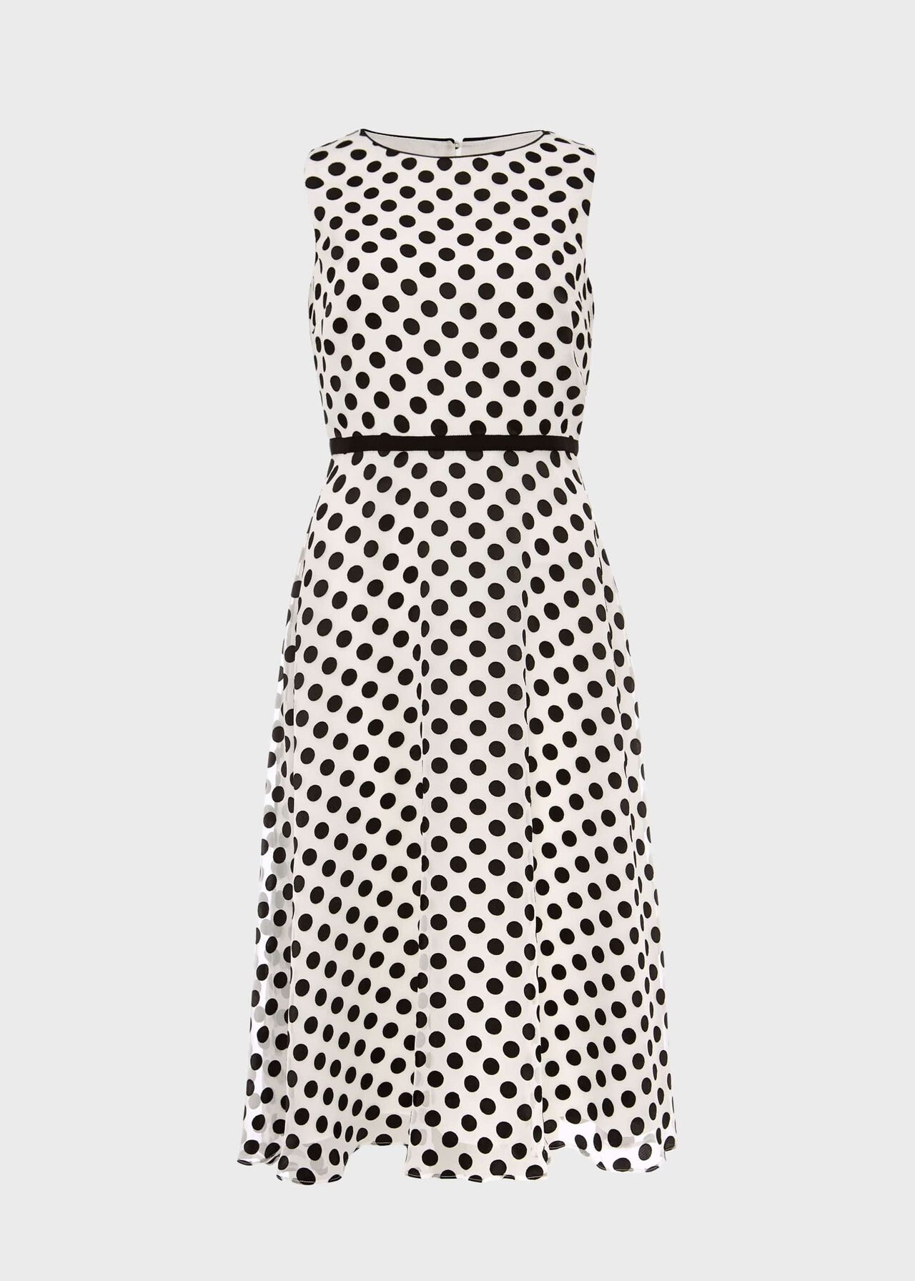 Adeline Jacquard Spot Dress Ivory Black