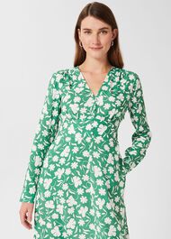 Allison Floral Fit And Flare Dress, Green White, hi-res