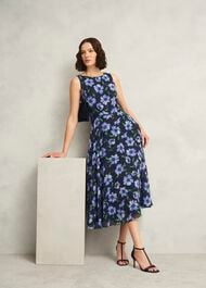 Carly Floral Printed Midi Dress, Midnight Multi, hi-res