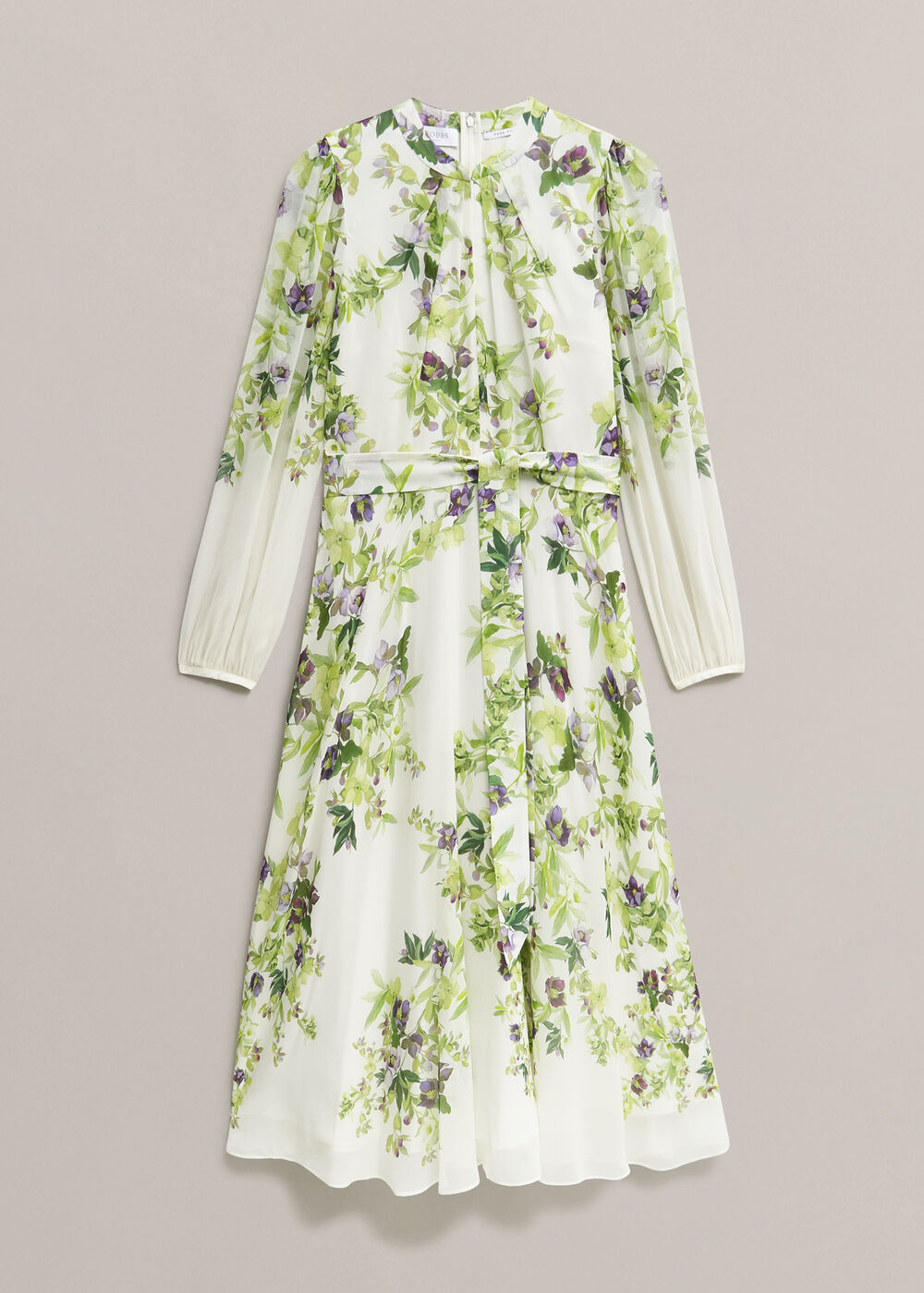 Pia Silk Floral Dress, Ivory Multi, hi-res
