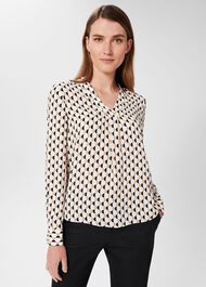 Emery Blouse, Ivory Black, hi-res
