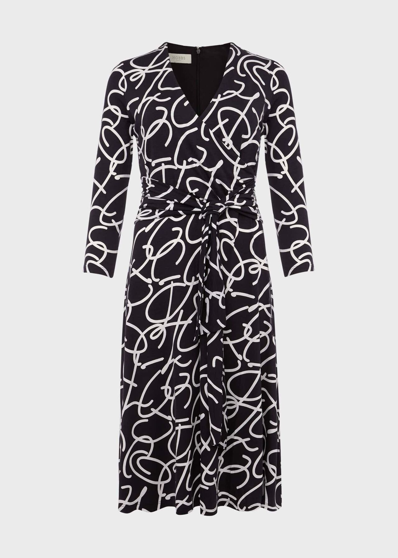 Dina Jersey Wrap Dress, Navy Ivory, hi-res