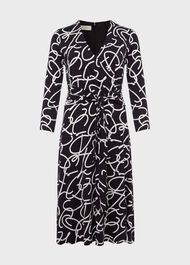 Dina Jersey Wrap Dress, Navy Ivory, hi-res