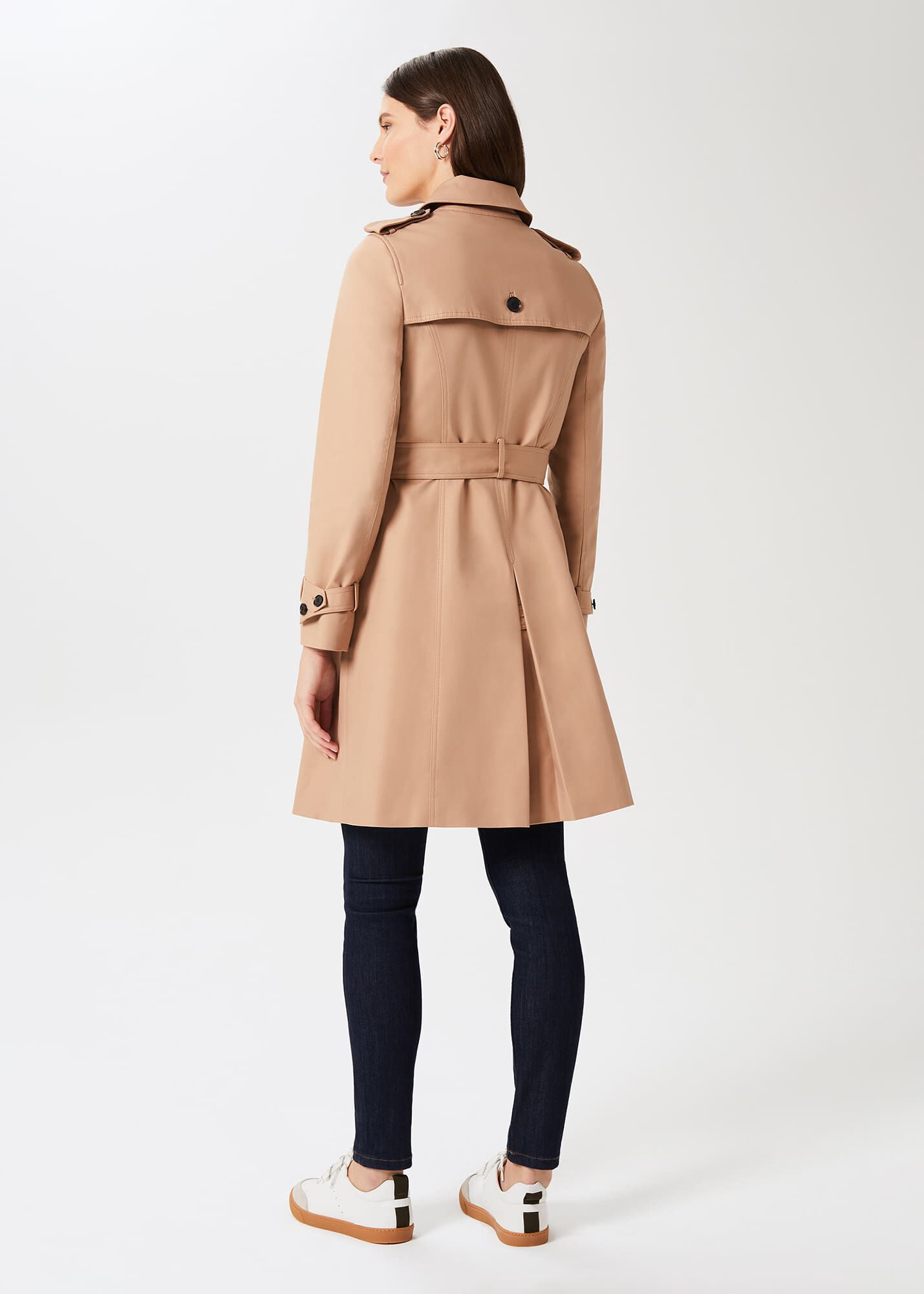 Via Spiga Womens Single-Breasted Trench Coat with Color-Block Hem 