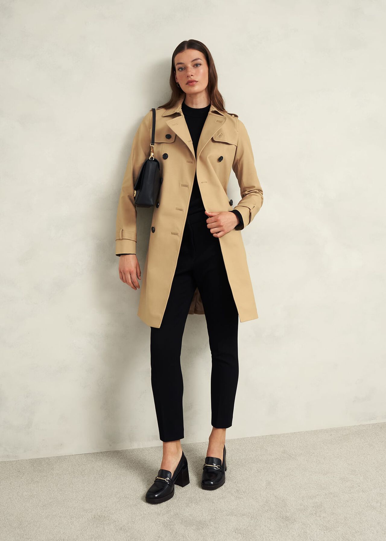 Saskia Shower Resistant Trench Coat, Tan, hi-res