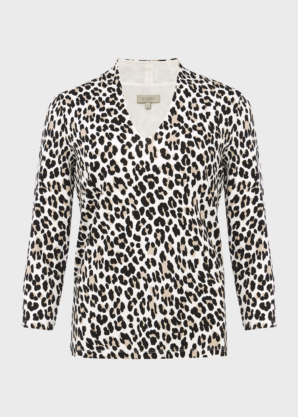 Aimee Printed Top, Ivory Camel, hi-res