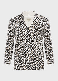 Aimee Printed Top, Ivory Camel, hi-res