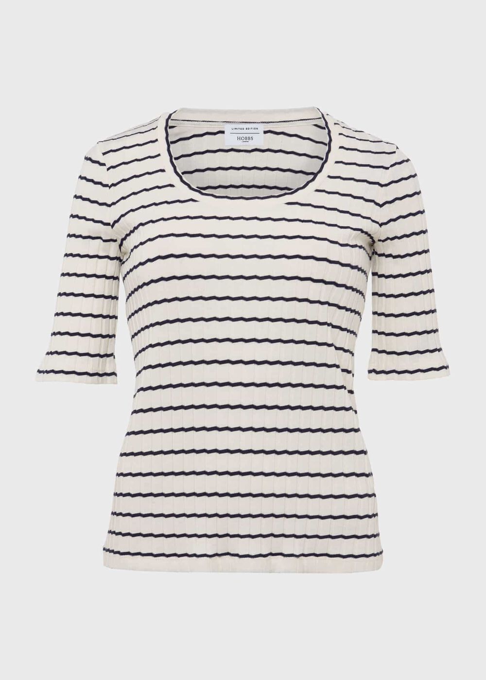 Montagu Ribbed Top, Cream Navy, hi-res