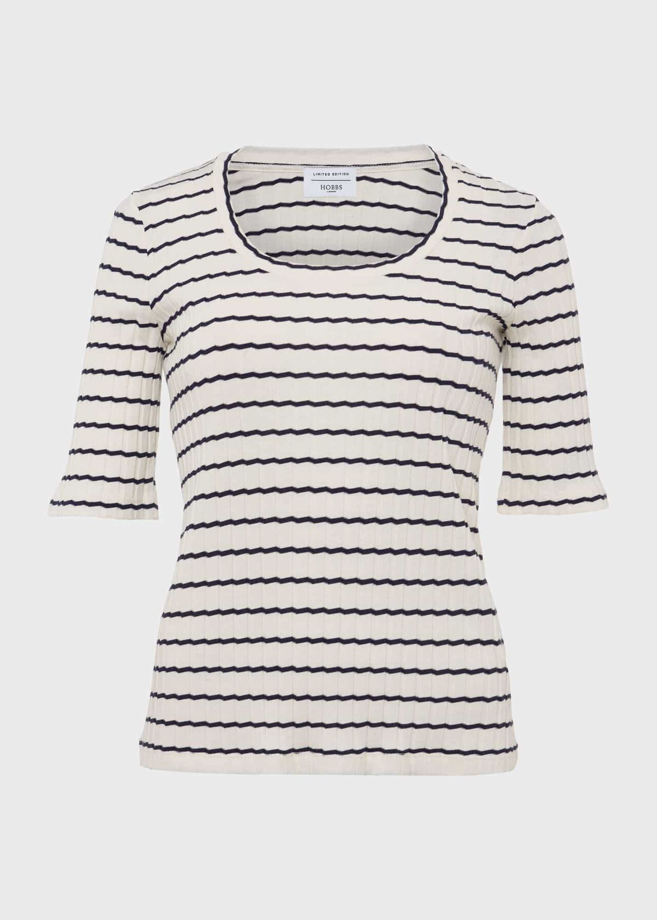Montagu Ribbed Top, Cream Navy, hi-res