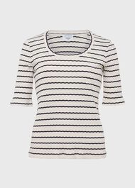 Montagu Ribbed Top, Cream Navy, hi-res