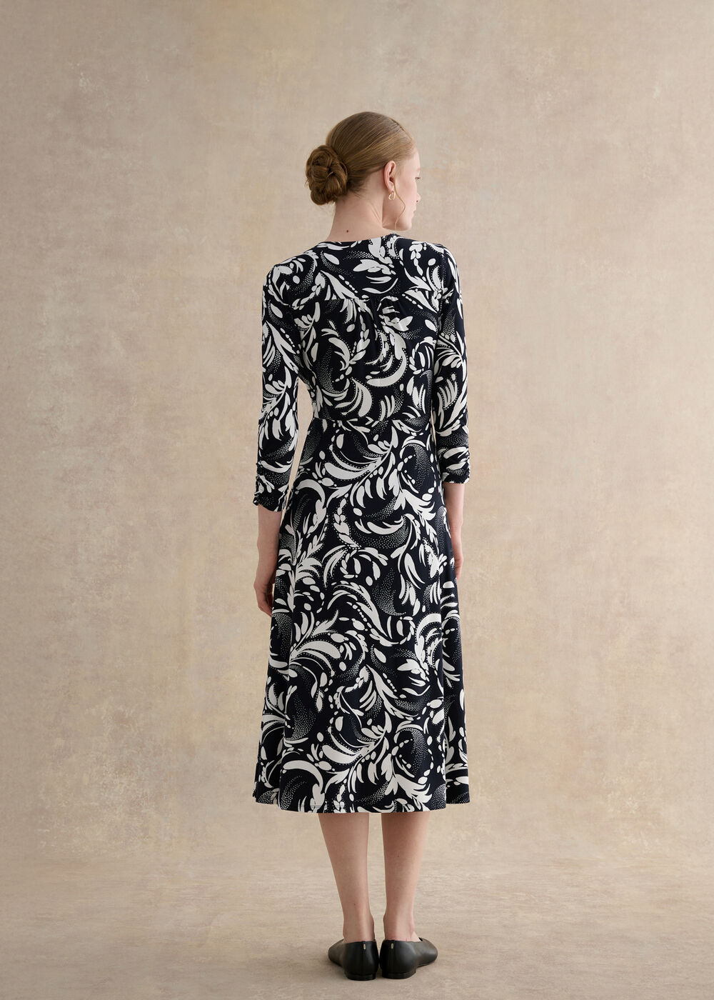 Deborah Jersey Dress, Navy Ivory, hi-res