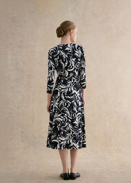 Deborah Jersey Dress, Navy Ivory, hi-res