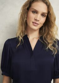Anastasia Satin Blouse, Midnight, hi-res
