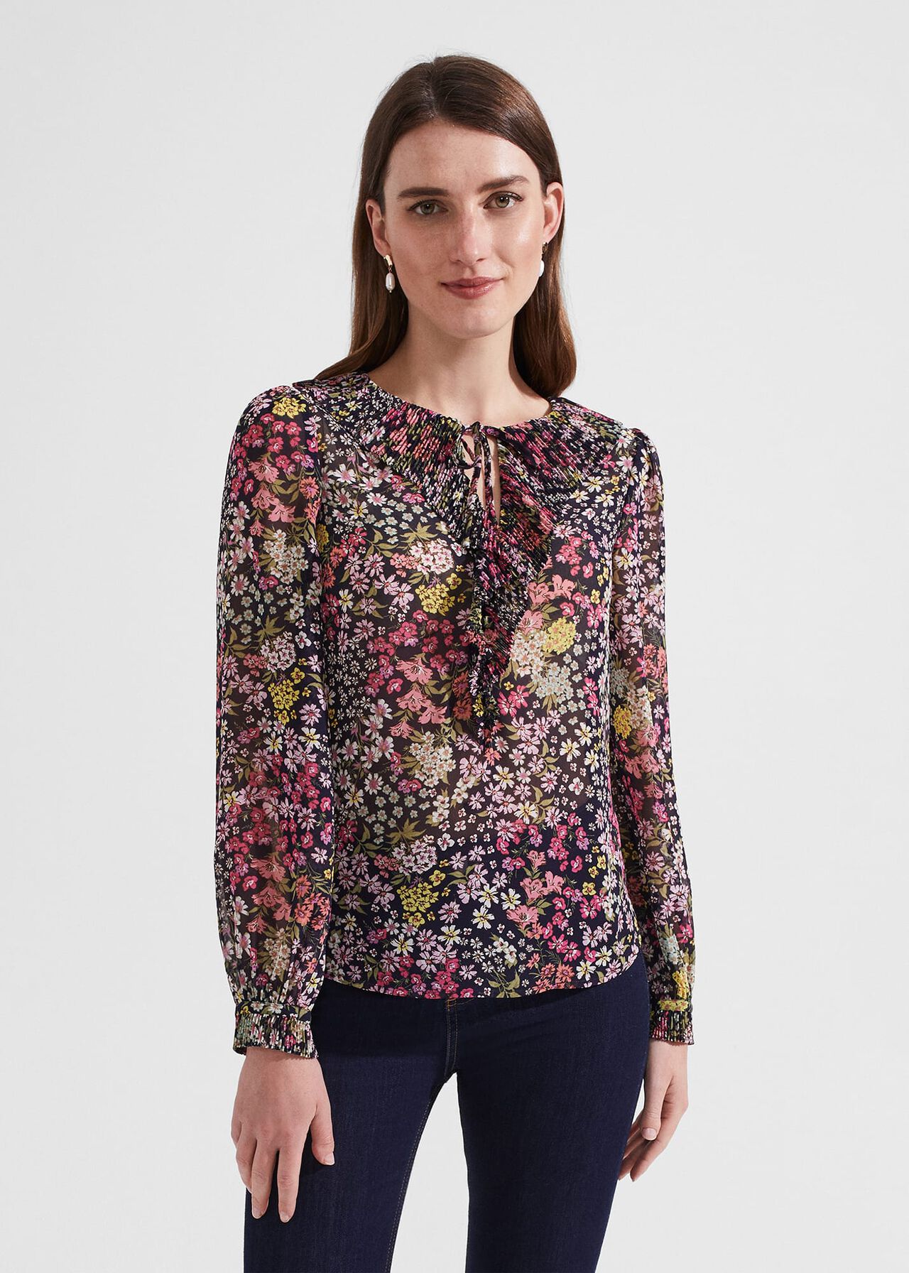 Michelle Floral Blouse, Midnight Multi, hi-res