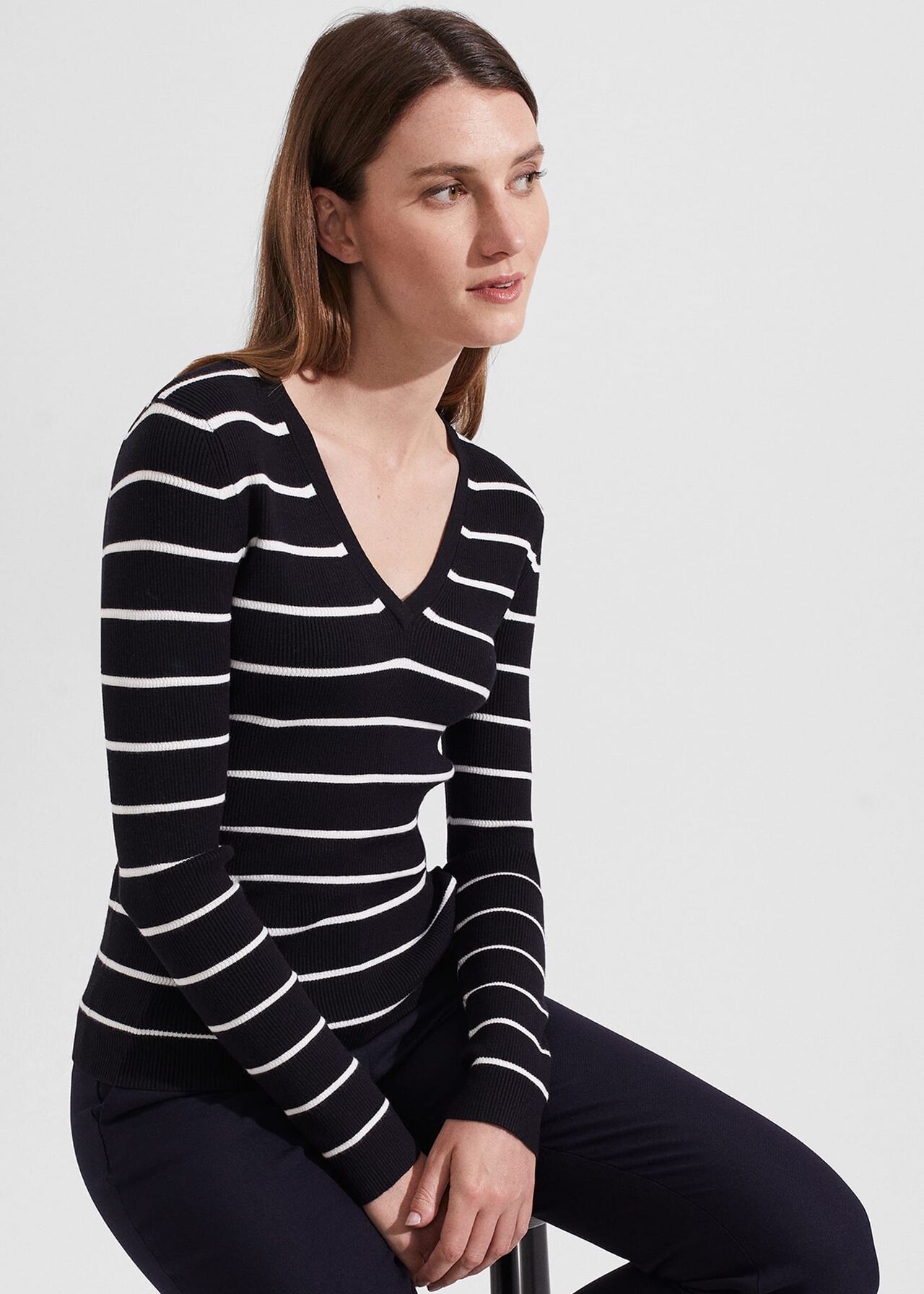 Nova Stripe Jumper, Navy Ivory, hi-res