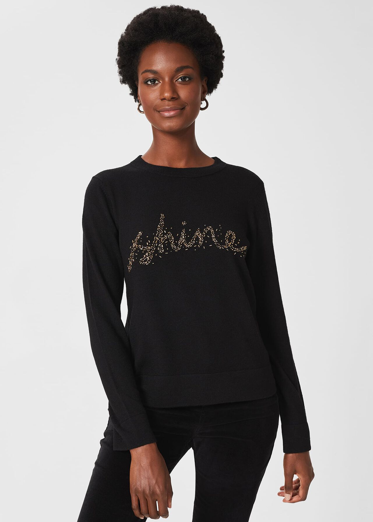Cianna Shine Sweater With Wool, Black Gold, hi-res