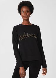 Cianna Shine Jumper with Wool, Black Gold, hi-res