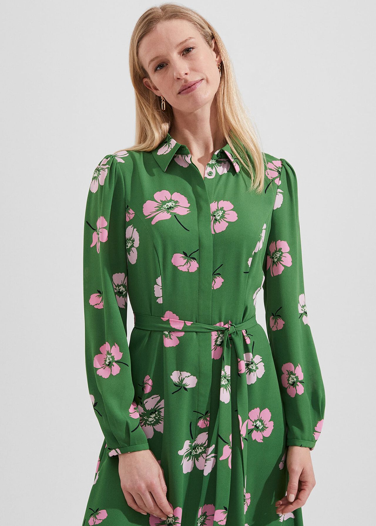 Savannah Shirt Dress, Pea Green Multi, hi-res