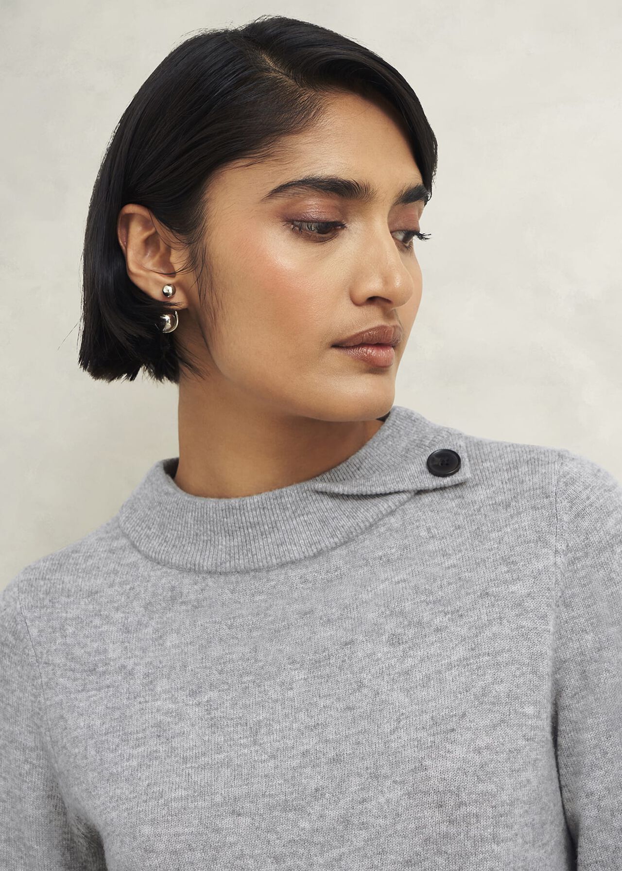 Talia Wool Cashmere Jumper, Grey Marl, hi-res