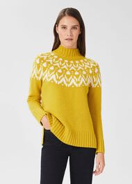 Meredith Fairisle Jumper with Alpaca, Lemon Yellow, hi-res