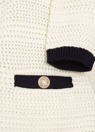 Nola Cotton Blend Knitted Jacket, Ivory Navy, hi-res