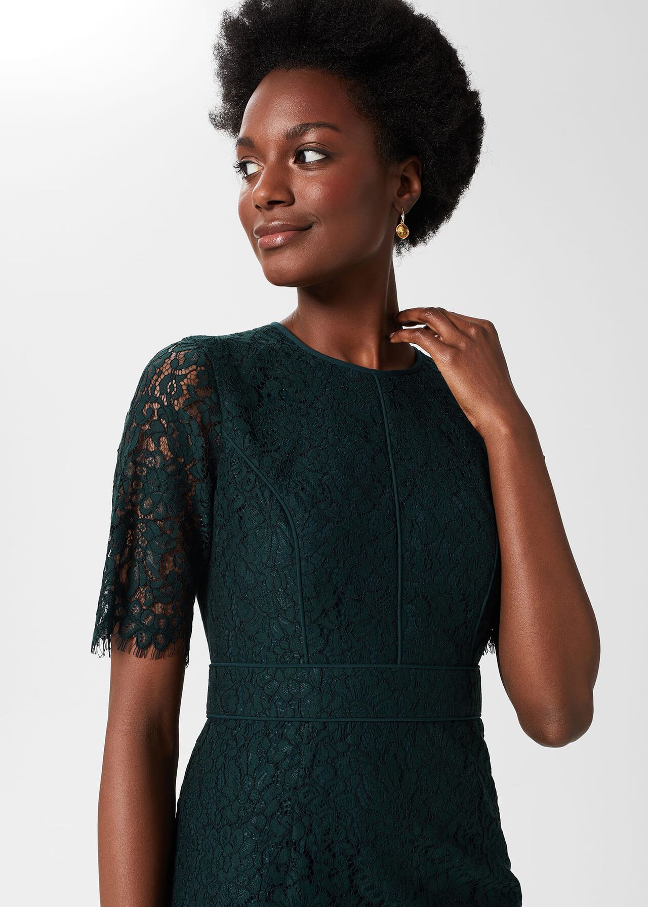 Mireya Lace Shift Dress, Evergreen, hi-res