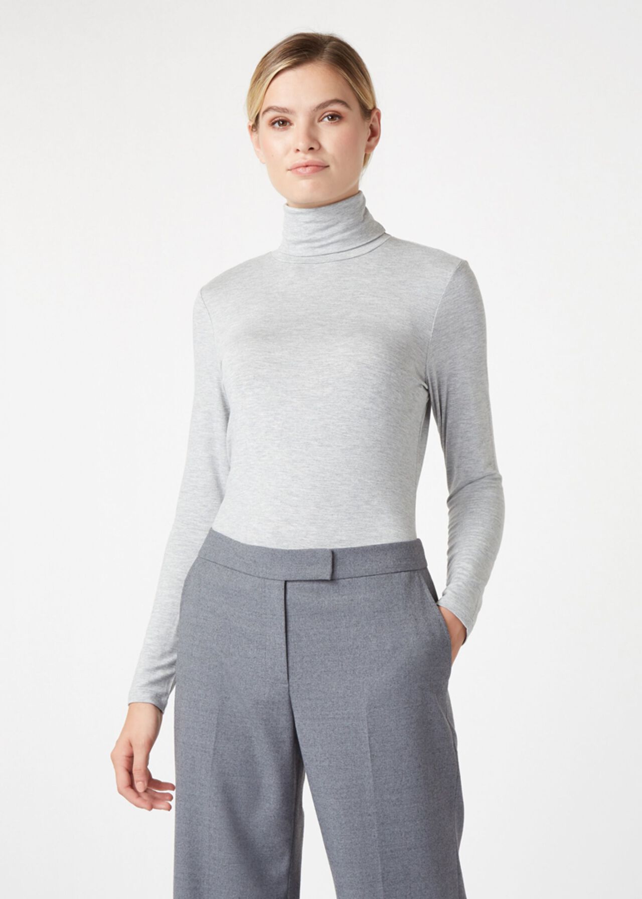 Mischa Roll Neck, Light Grey Marl, hi-res