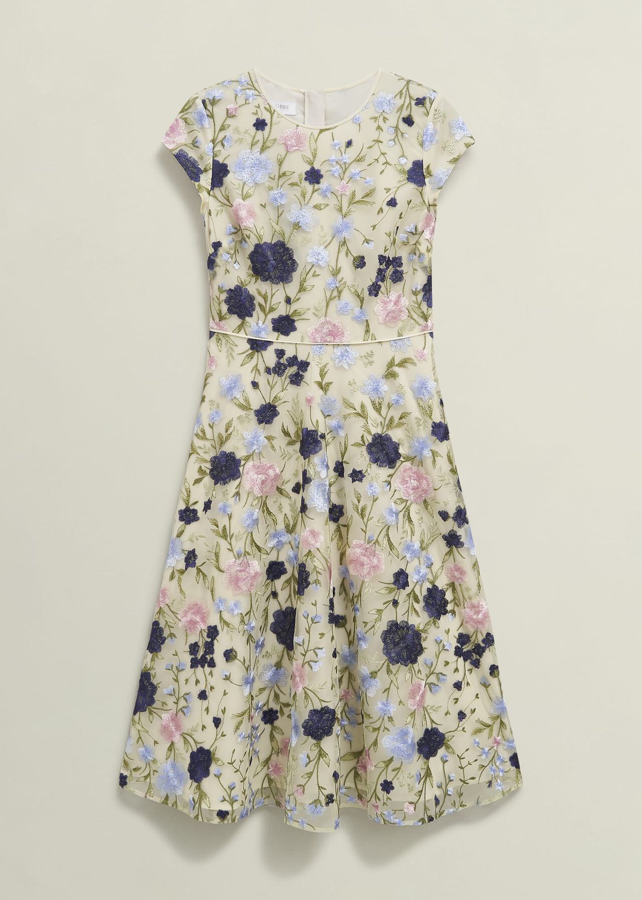 Petite Tia Embroidered Dress, Cream Multi, hi-res