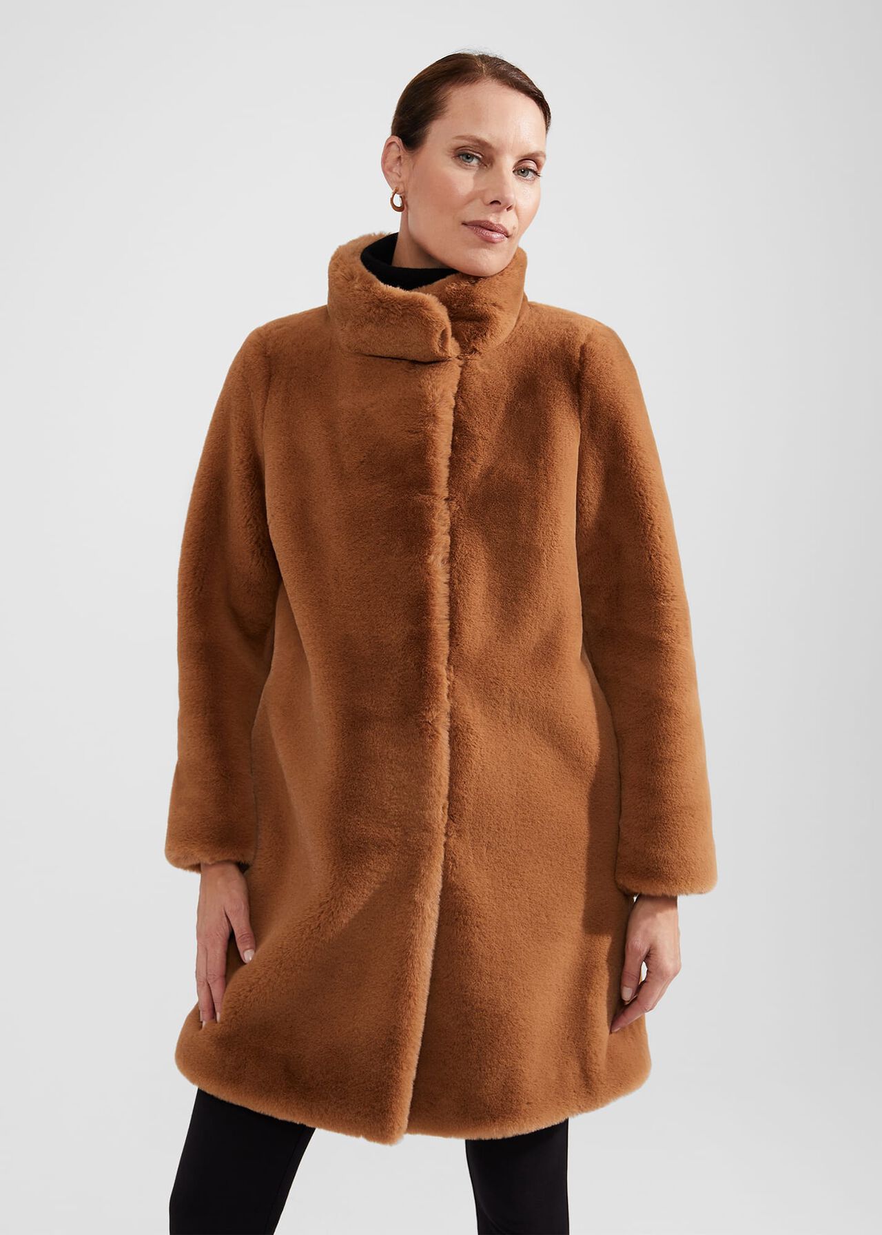 Maddox Faux Fur Coat, Camel, hi-res