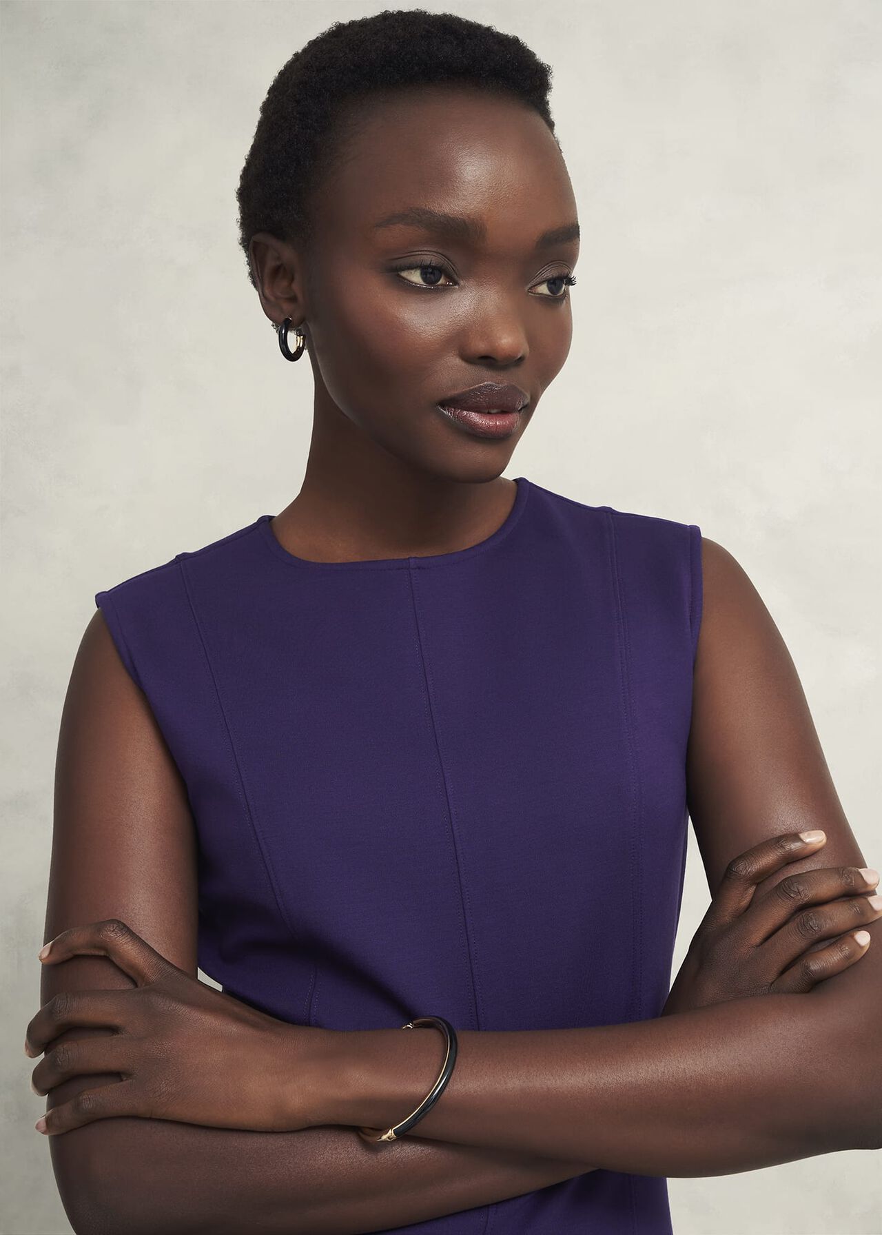 Davina Ponte Dress, Grape Purple, hi-res