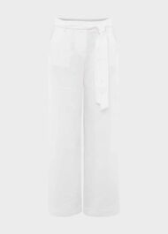 Jacqui Wide Leg Linen Trousers, White, hi-res