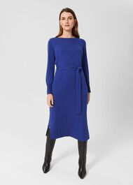 Eloise Knitted Dress, Cobalt Blue, hi-res