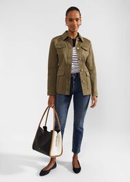 Farrah Cotton Blend Jacket, Olive Green, hi-res