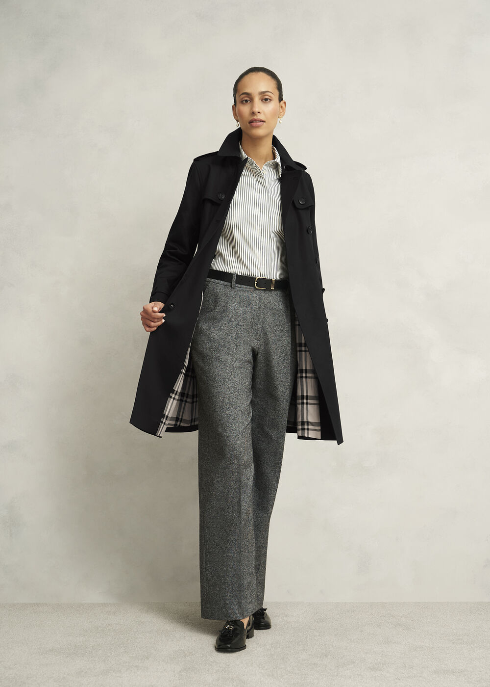 Petite Skylar Shower Resistant Trench Coat, Black, hi-res