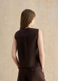 Lulu Linen Top, Bark Brown, hi-res