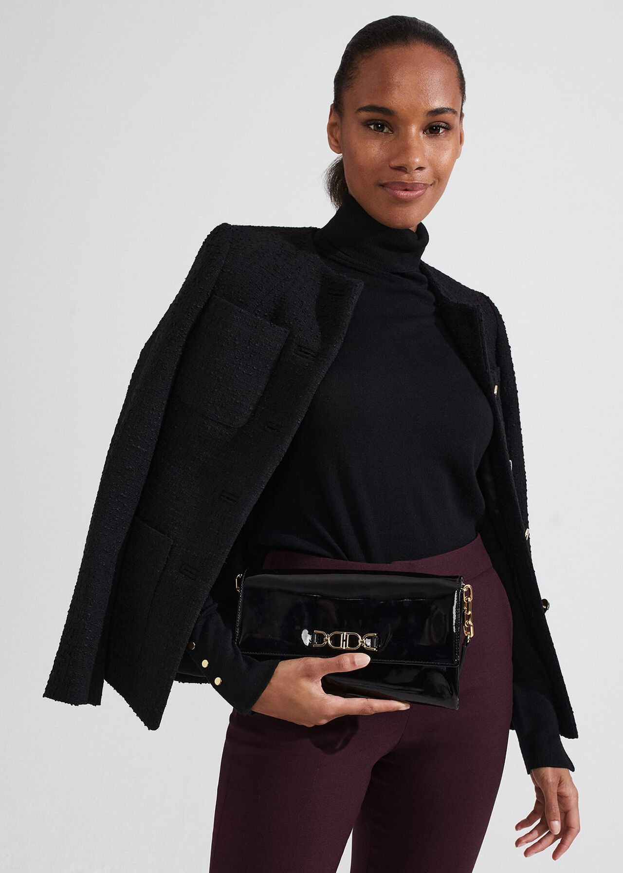 Ophelia Clutch, Black, hi-res