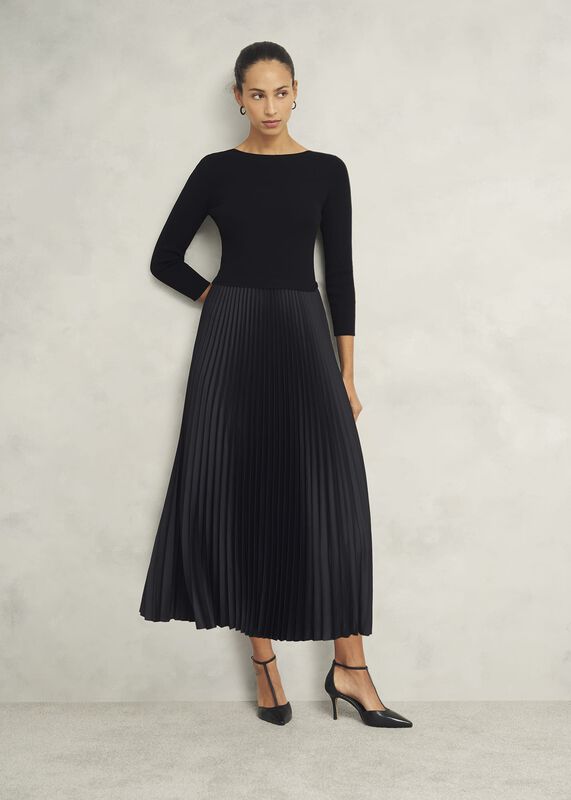 Lucinda Satin Pleated Knitted Dress
