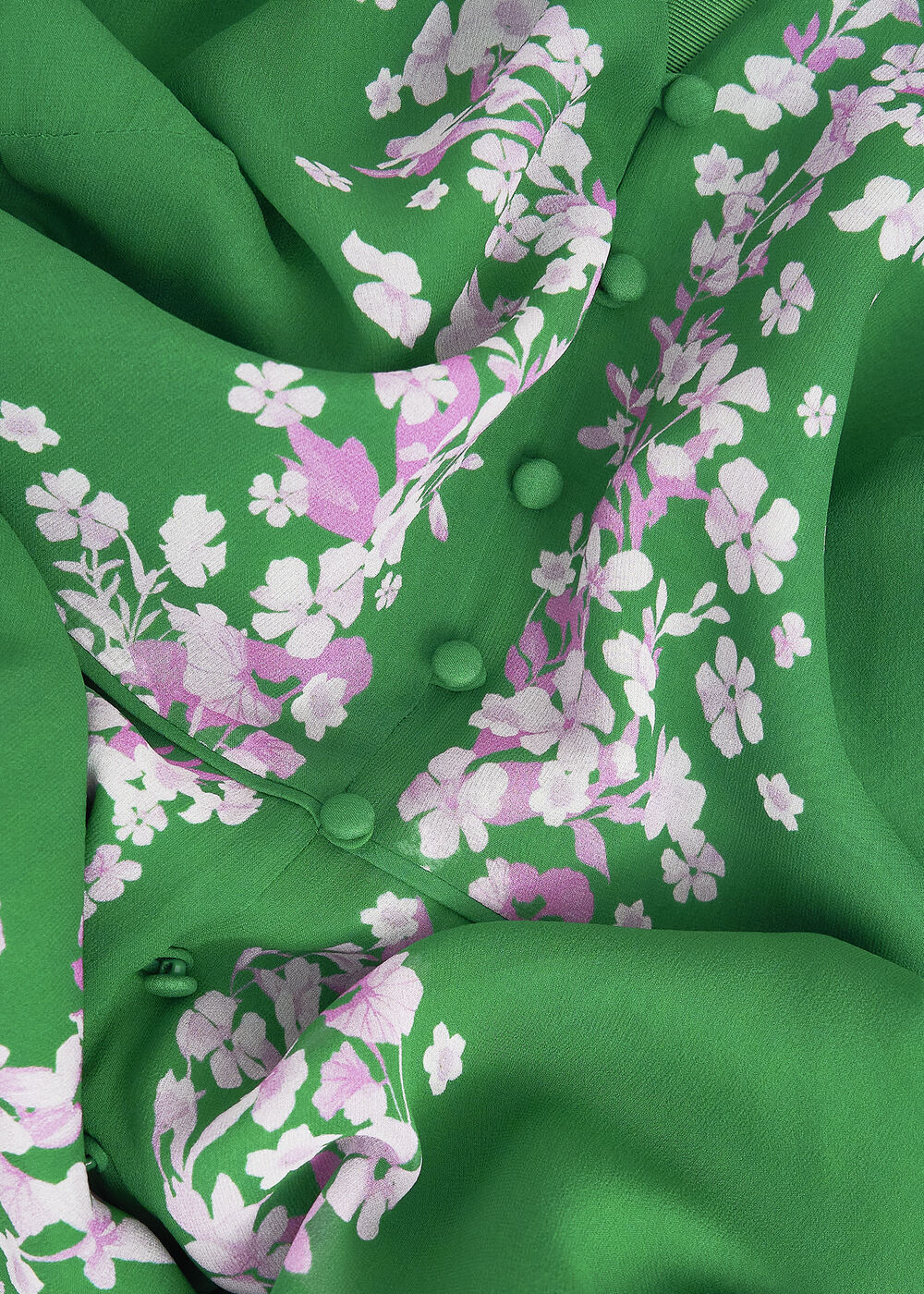 Ana Silk Floral Dress, Green Pink, hi-res