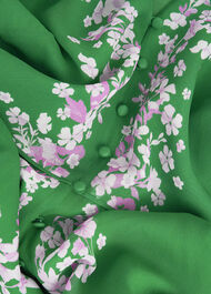 Ana Silk Floral Dress, Green Pink, hi-res