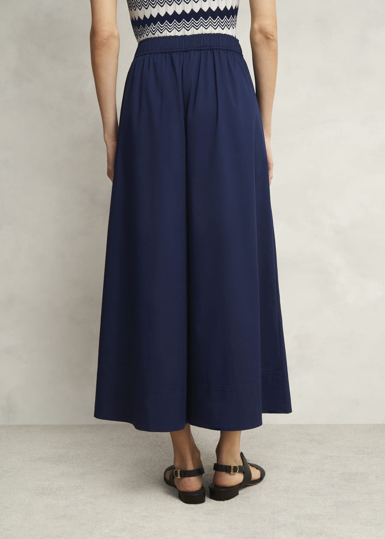 Midnight Navy Ranworth Cotton Blend Culotte, Midnight, hi-res