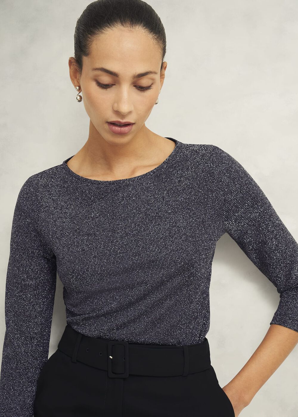 Sonya Sparkle Top, Black Silver, hi-res