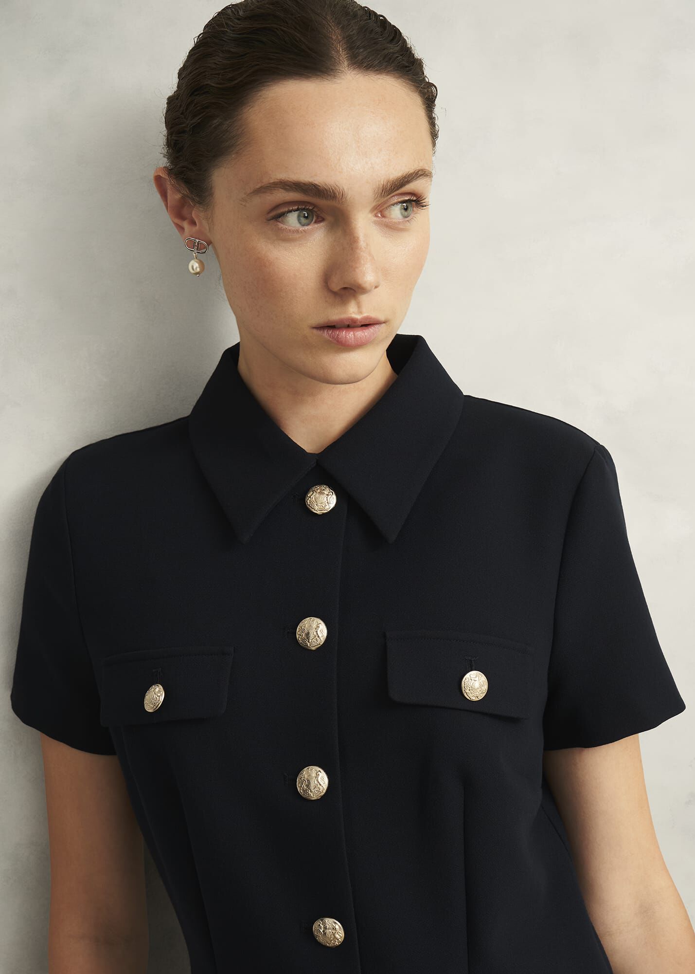 ★Hobbs London Nadiya Goldボタンスルーシャツ 上質ワンピ★ Nadiya Dress | Hobbs UK |