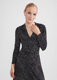 Drew Jersey Dress, Black Ivory, hi-res