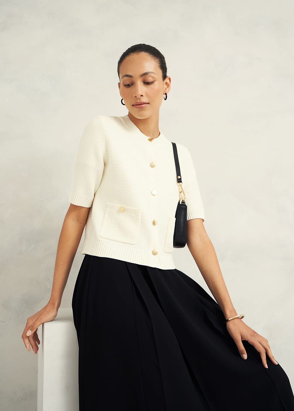 Emily Cotton Cardigan, Warm Ivory, hi-res
