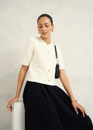 Emily Cotton Cardigan, Warm Ivory, hi-res