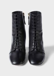 Imogen Leather Lace Up Ankle Boots, Black, hi-res