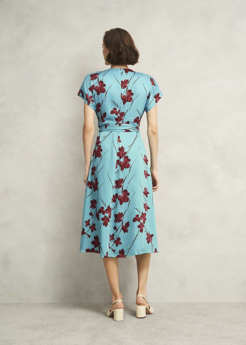 Hardwick Floral Tie Waist Dress, Blue Brown, hi-res
